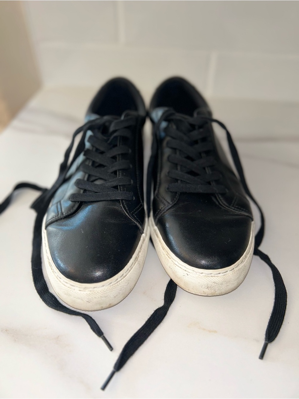 Express Black Leather Sneakers with White Platform